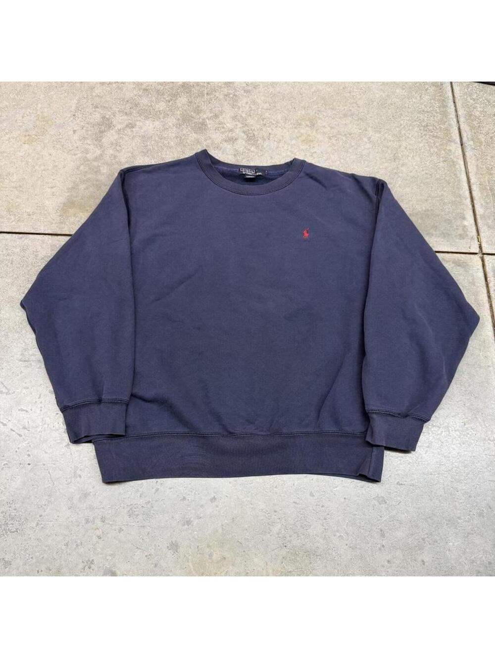 vintage polo ralph lauren faded navy small logo crewneck size large
